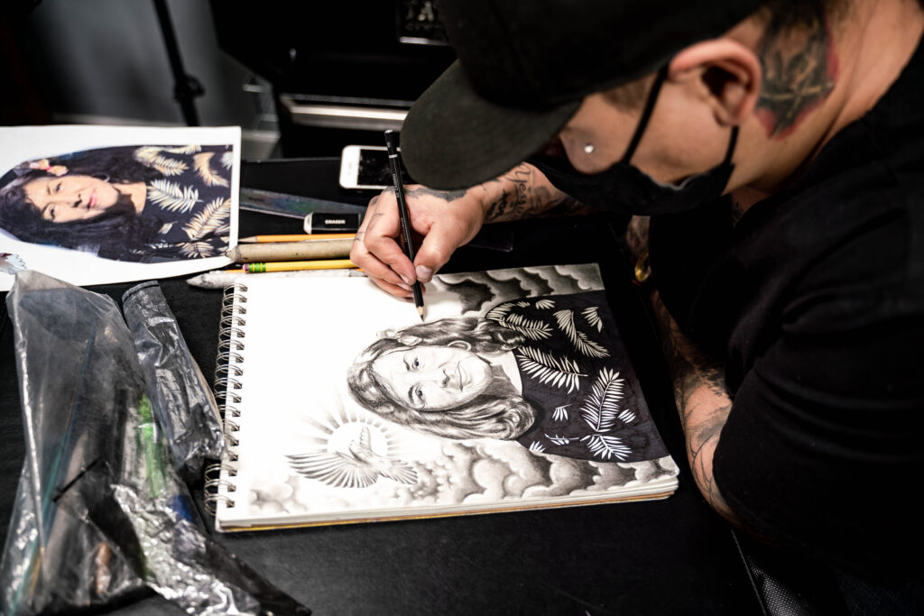 Tattoo studio session in San Antonio