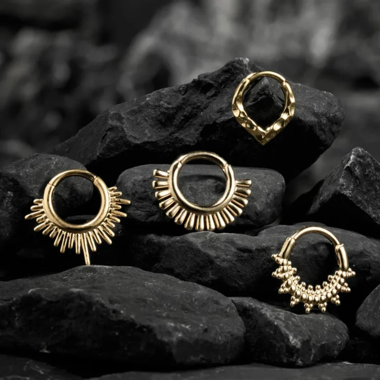 Multiple pieces of gold hoop jewelry- hand crafted by Tawapa jewelry